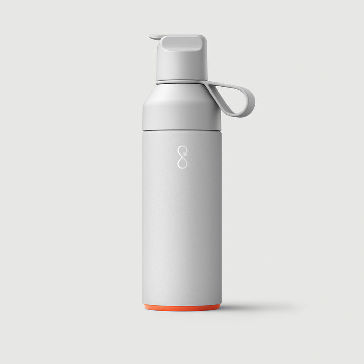 Grey Water Bottle with Straw